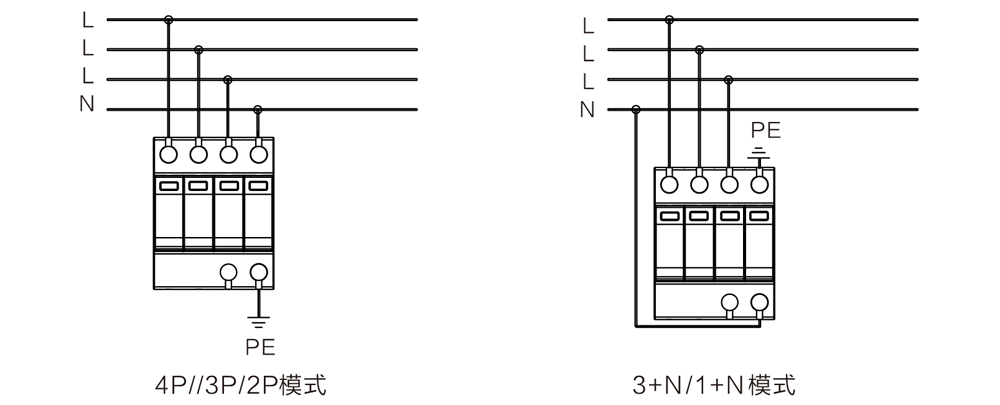 WB-B60 型 二級(jí)電源防雷器 接線圖